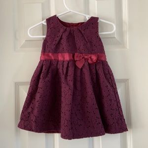 👗 3/$25 - 6 month baby girl holiday dress in burgundy with diaper cover
